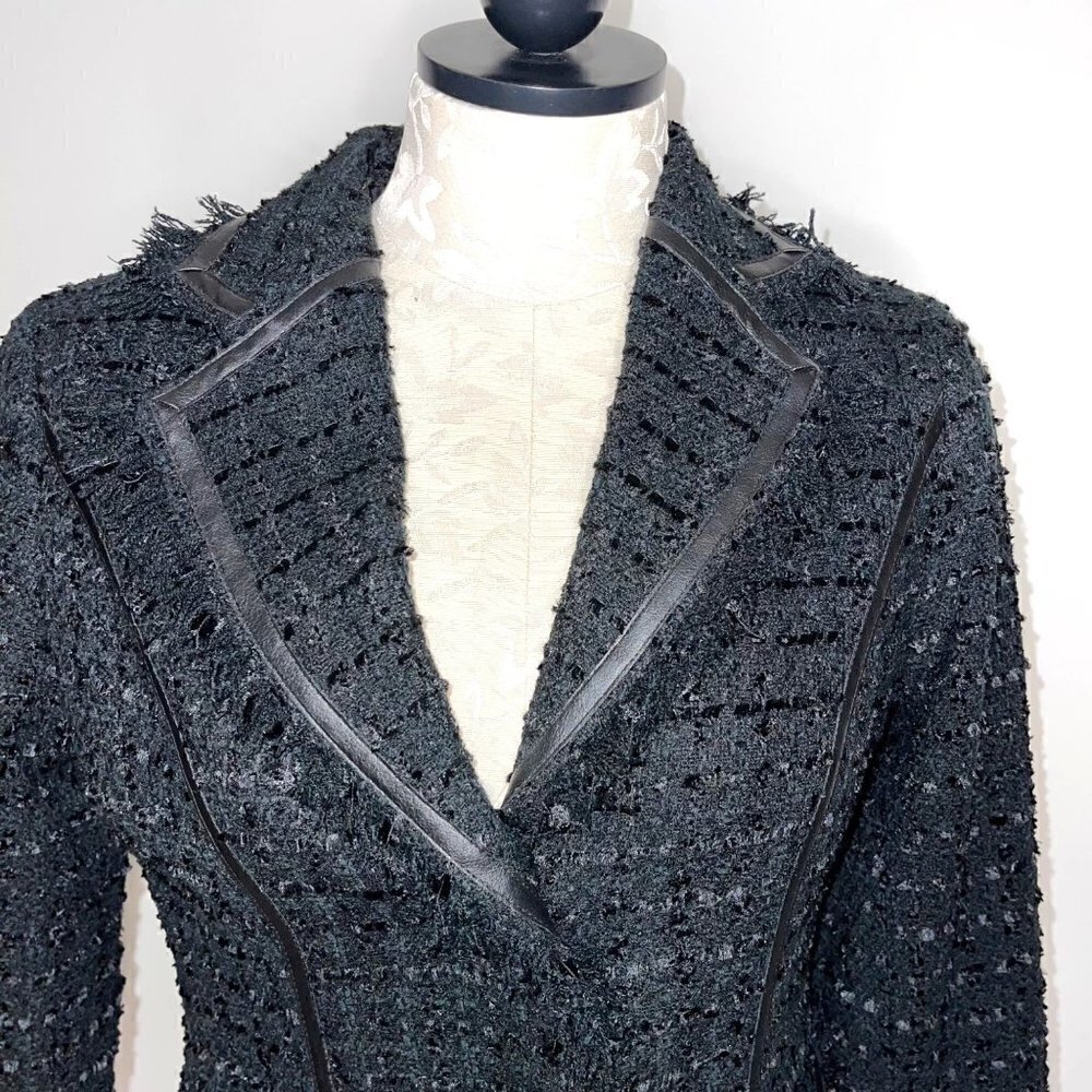 Cache Womens Blazer Black Size 2 Vintage Textured Lined Acrylic Blend Fringe - Picture 7 of 16